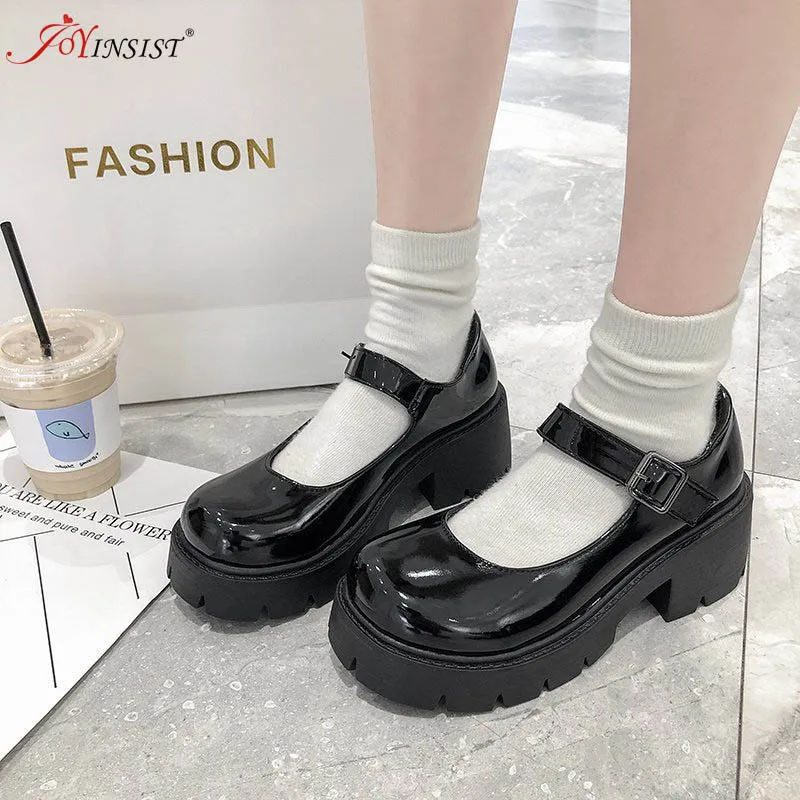 

Rimocy Patent Leather Mary Jane Shoes for Women 2022 Autumn Chunky Platform Ankle Strap Pumps Woman Thick Bottom Lolita Shoes PU