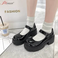 rimocy patent leather mary jane shoes for women 2020 autumn chunky platform ankle strap pumps woman thick bottom lolita shoes pu