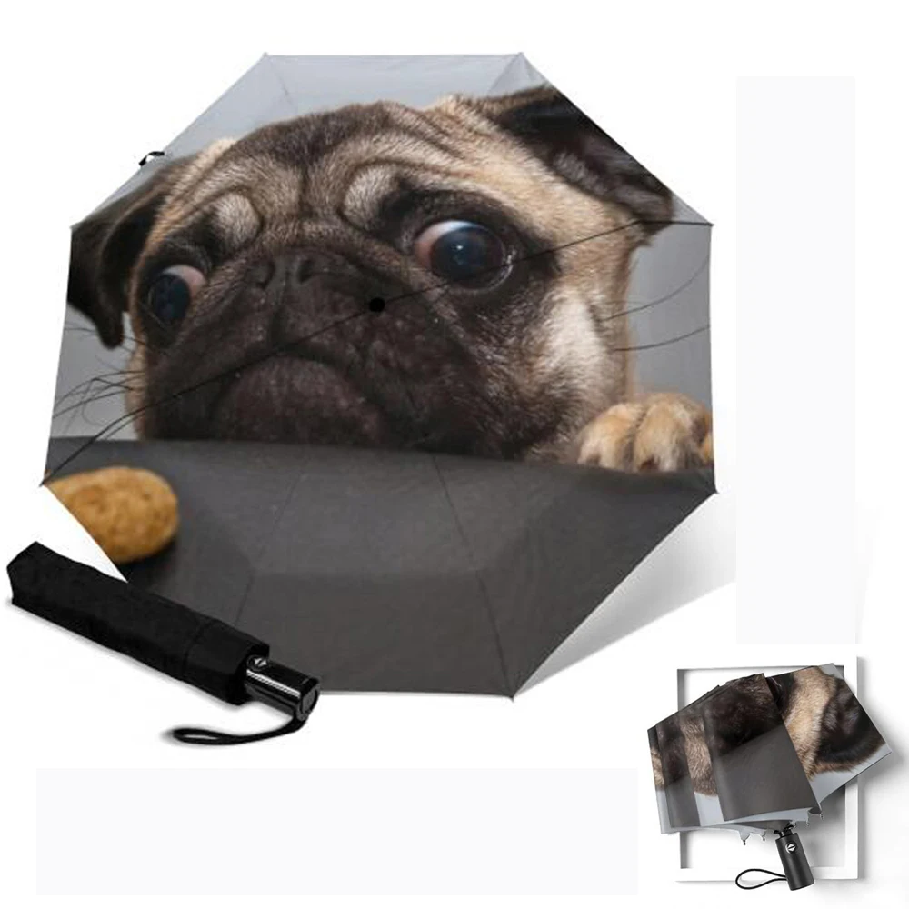 Автоматический зонт с рисунком бульдога три складных зонтика Классические