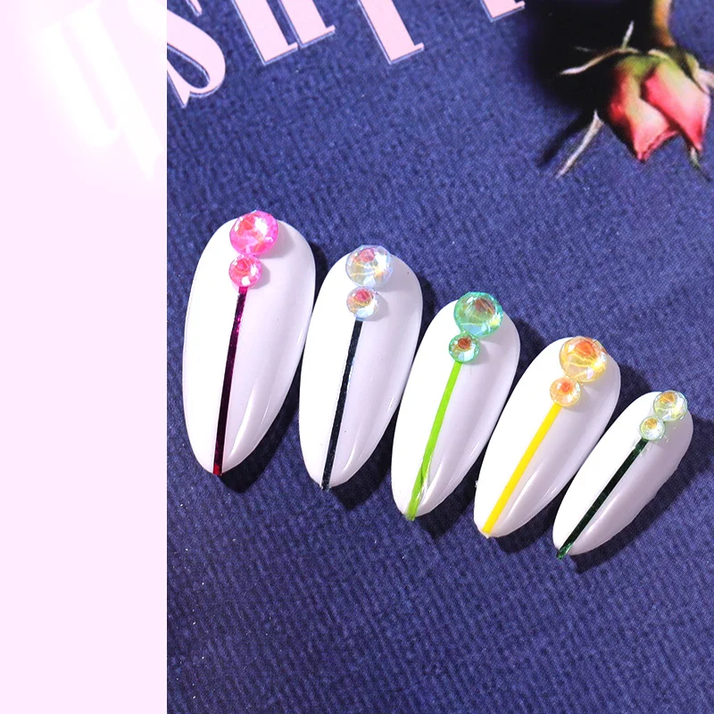 1 Pack Luminous Crystal Nail Art Rhinestone Colorful 3D Charm Jewelly Glow In The Dark Manicure Decorations