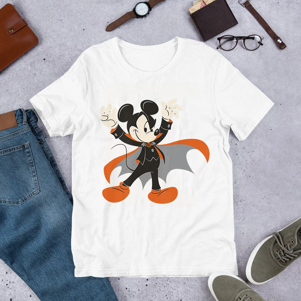

Happy Halloween T Shirt Femme Disney Mickey Mouse Vampire Cartoon Women Tshirt Harajuku Kawaii Girl T-shirt