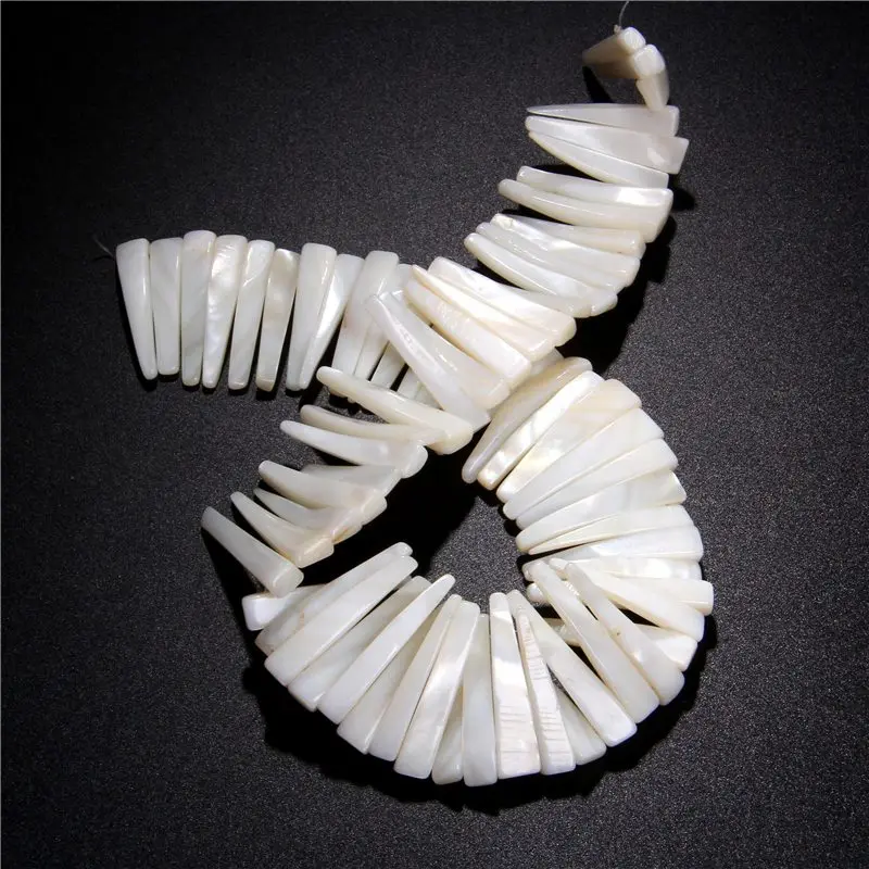 Бусины из ракушек и натурального перламутра острые длинные бусины в форме