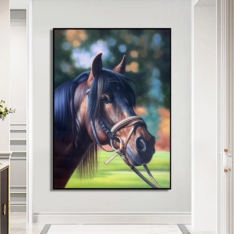100% ручная роспись Реалистичная голова лошади Картина на холсте настенное