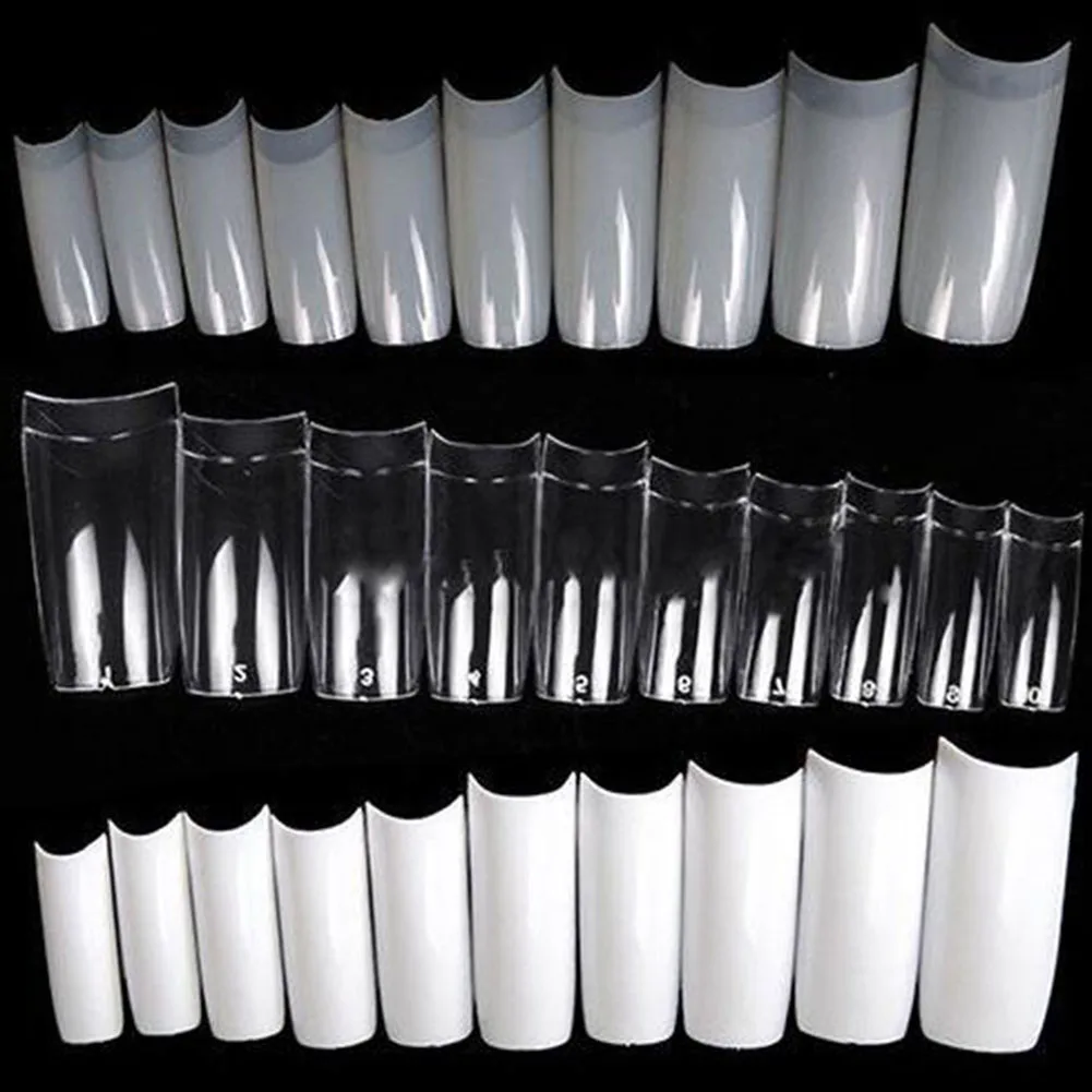 500Pcs White Clear French False Acrylic Nail Tips Ultra-thin Fake Art Full Cover Faux Fingernails Manicure | Красота и здоровье