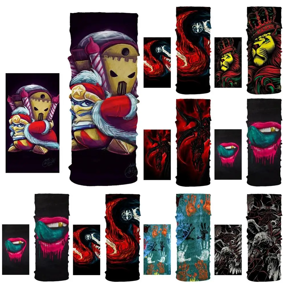 Бандана шарф с мультяшным рисунком льва и губ головной платок/лицо/маска/Шея