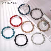 maikale new lovely austrian crystal cuff bracelet colorful shiny rhinestone bangles open bracelets for women charm jewelry gifts