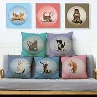 cute cartoon animal pet cat cushion cover for car sofa home decor pillowcase