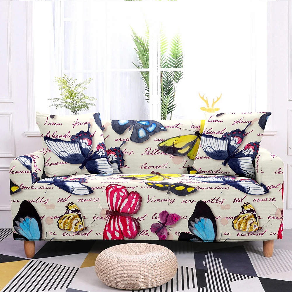 

Sofa Cover Stretch Butterfly Pattern Sofa Covers Spandex Universal Floral Elastic Couch Covers For Living Room Sofa Decor