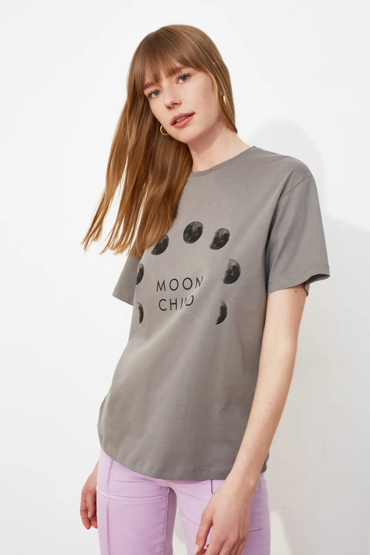 Trendyol White Printed Boyfriend Knitted T-shirt TWOSS19GS0087 | Женская одежда