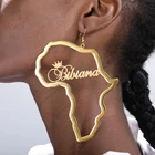 Большие серьги Anniyo с именем Африканской карты для женщин, индивидуальные украшения из нержавеющей стали в африканском стиле, традиционная Африканская Этническая бижутерия