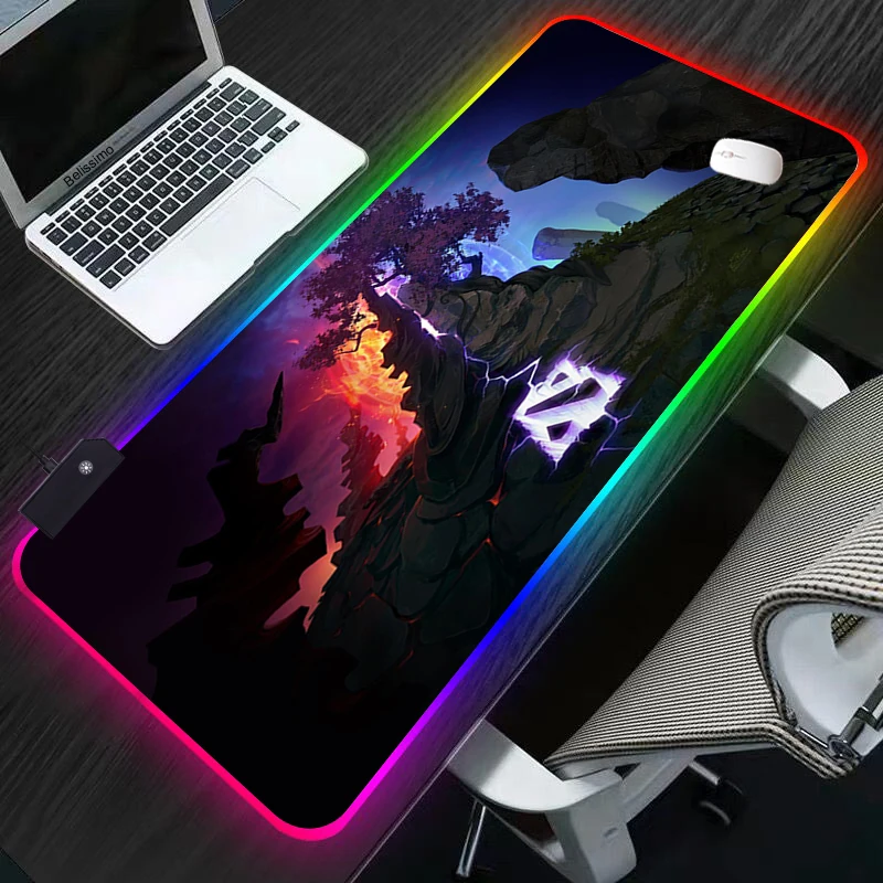 rgb dota2 gaming mouse pad mousepad large xl keyboard mouse mat for laptop led lighting play mat anti slip carpet desk pad anime free global shipping