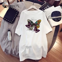 dress mini women loose butterfly print t shirt dresses korean short sleeve casual pullover streetwear summer fashion