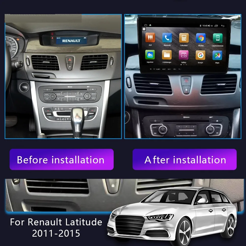 

For Renault Latitude Android 10.0 Car Multimedia Player GPS Car GPS Navigation Auto Audio Radio Stereo Wifi BT Head Unit Map IPS