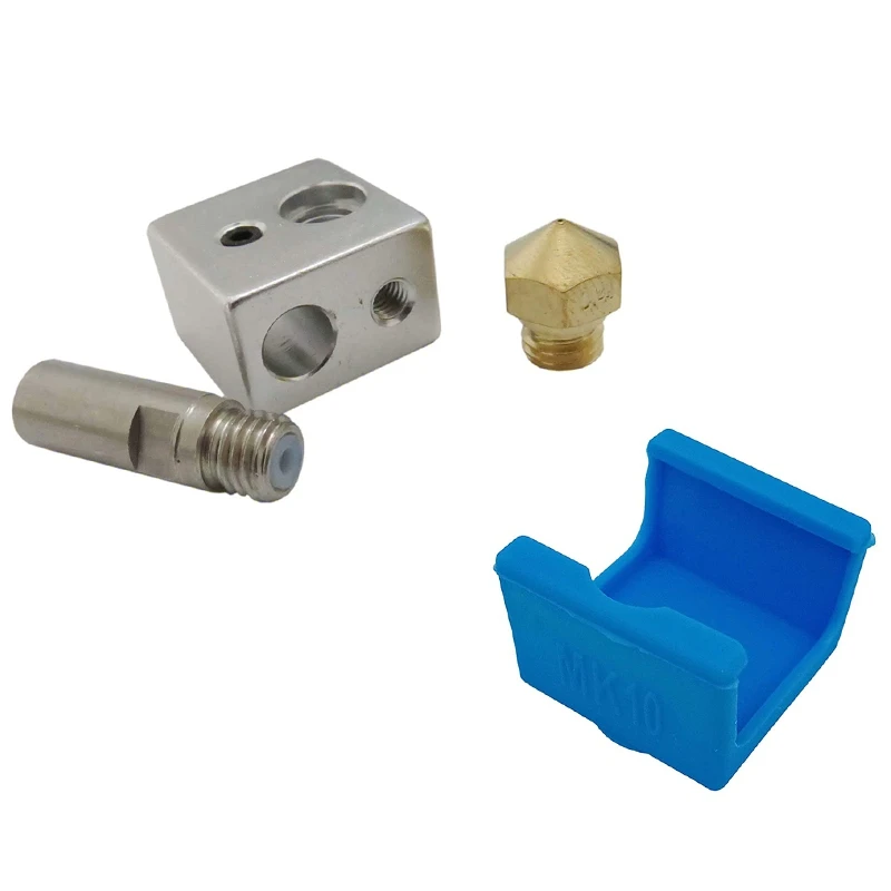 

MK10 Hotend Kit for 3D Printer M7 Brass Nozzle and Throat with PTFE Tube and Aluminum Heater Block