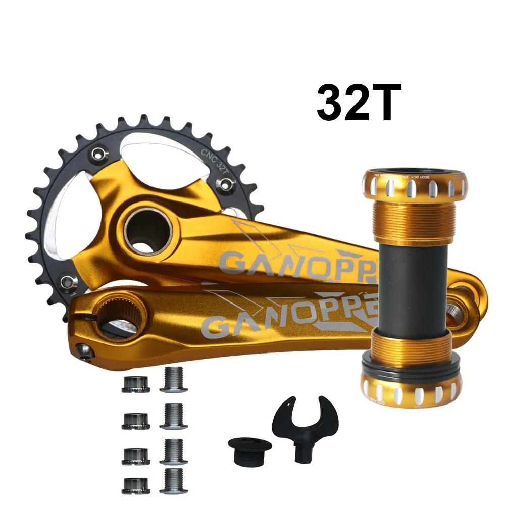 Цельнокроеный MTB интегрированный набор Шатунов 9S 10 11S 175 с 32 T/34 T/36 T 38T 40T 42T круглая Звездочка 104BCD - Цвет: 32T gold crank