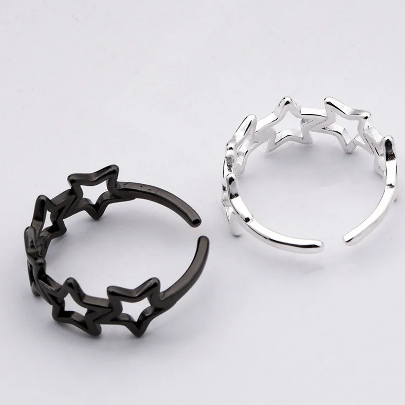 Женское кольцо на палец модное серебряное из серебра 925 пробы с полой звездочкой