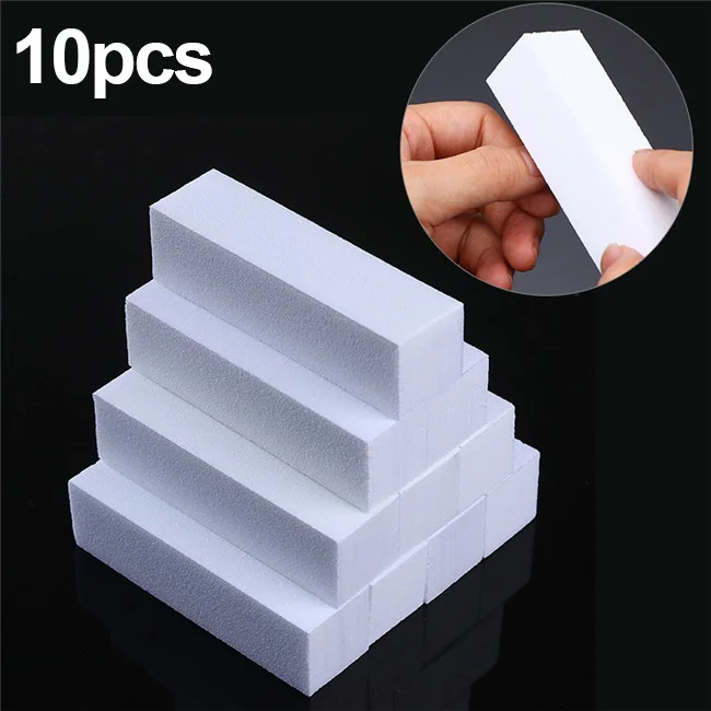 10pcs White 50/20/шт. Пилка для ногтей для УФ-гель-лака для маникюра, педикюра, шлифовального шлифования, белого и розового цвета, буферный блок для ногтей, инструмент для дизайна ногтей - Цвет: 10pcs White