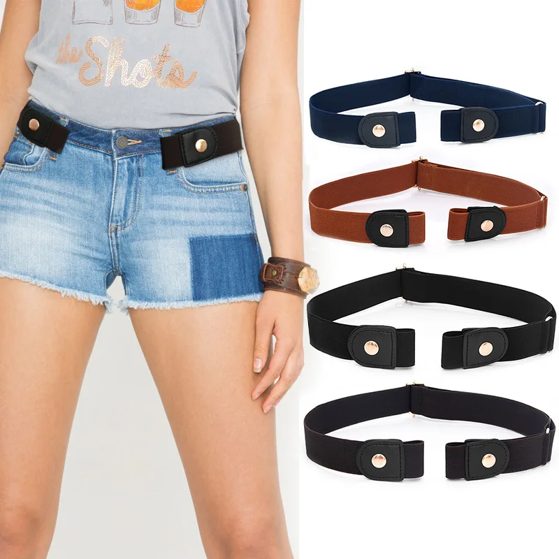 

New Style Non-buckle Stretch 98cm Lazy Belt Jeans Simple and Versatile Men's and Women Anti-allergic Belt Belt for Men Designer