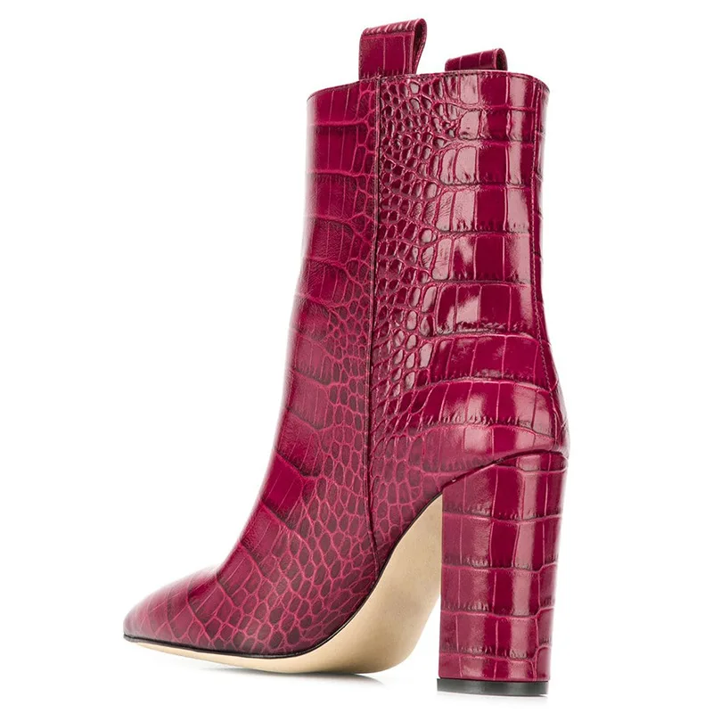 Lucky2020 зимние модные розовые красные черные коричневые полусапожки с острым