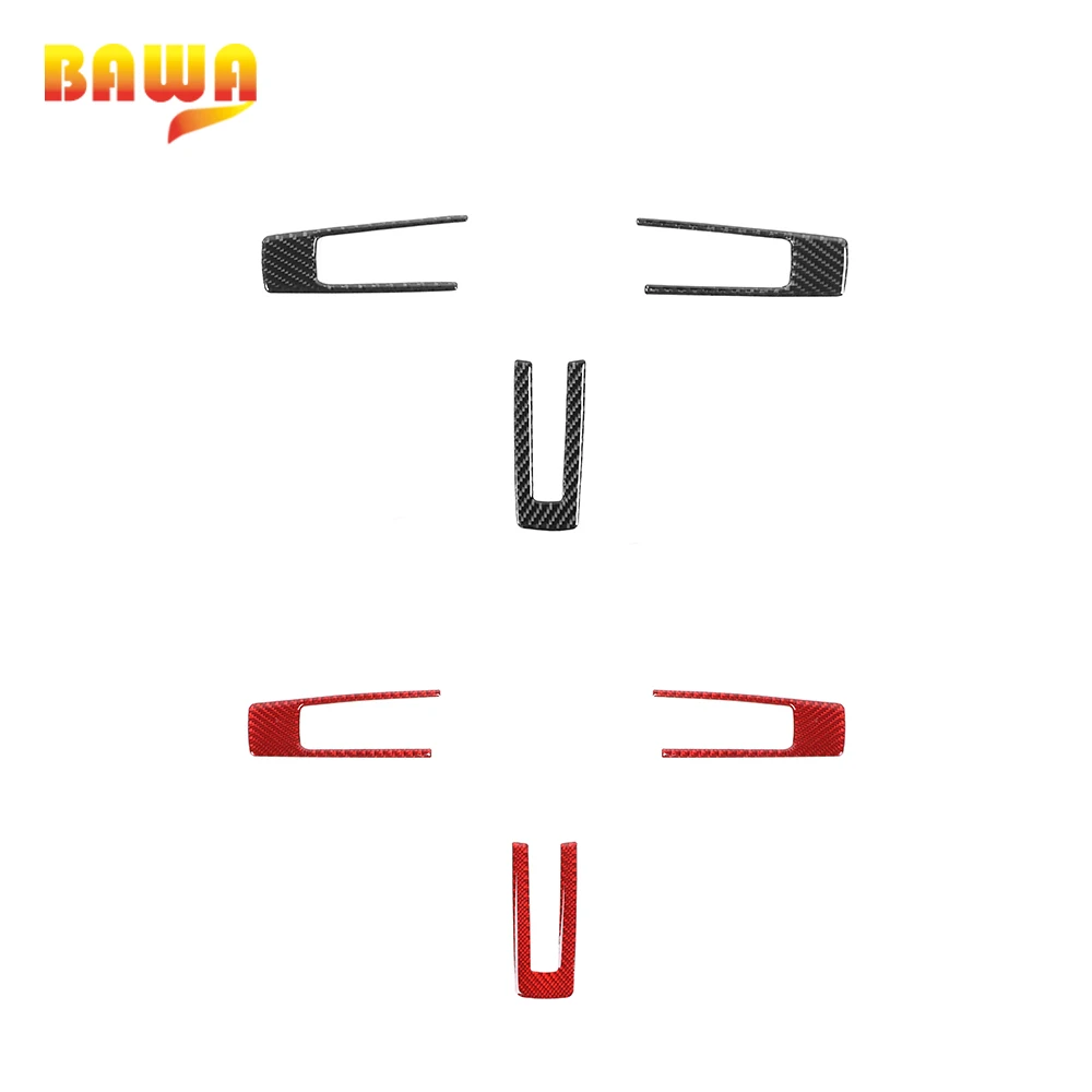 

BAWA Carbon Fiber Car Interior Steering Wheel Decoration Stickers Cover Accessories For Ford Mustang 2009-2013