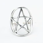 Новое кольцо в стиле панк из стерлингового серебра 925 пробы, кольцо с пентаграммой для леди, регулируемое кольцо, модное кольцо со звездой, серебро, ювелирные изделия