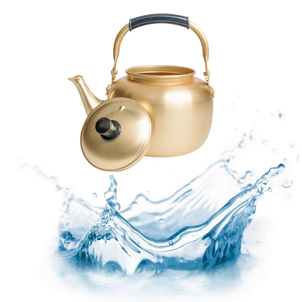 

1pc Household Aluminium Tea Rice Kettle Anti-leak Vinegar Tea Bottle for Home Restaurant (Yellow 1L)