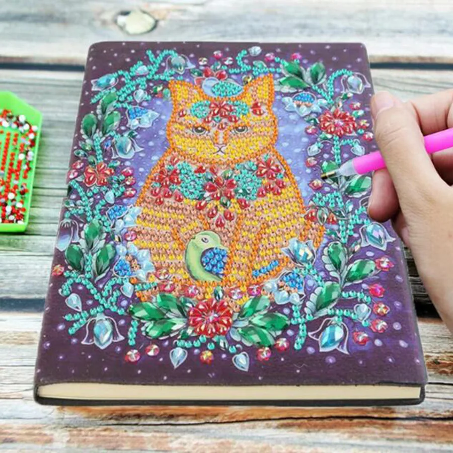 

5D DIY Special Shaped Diamond Painting Notebook Cat Diary Book Mosaic Embroidery Diamond Cross Stitch Notebook Gifts