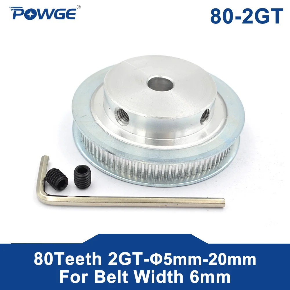 POWGE 80 зубов 2 м 2GT синхронный шкив Диаметр 5/6/6.35/ 8/10/12 мм для шириной 6 2MGT зубчатый