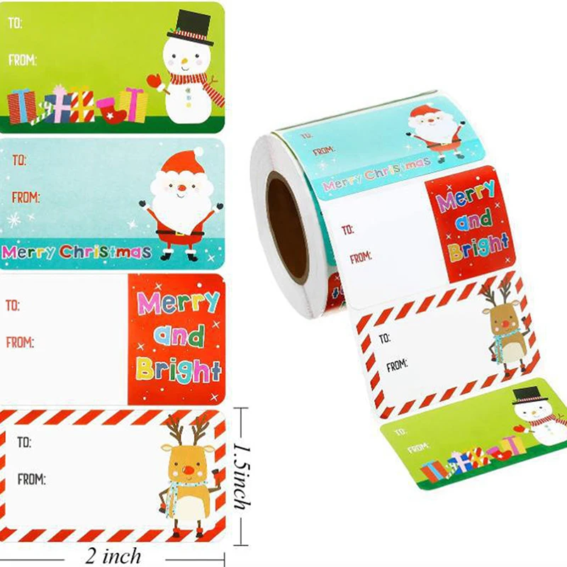 

500Pcs/roll Christmas Adhesive Label Sticker Xmas Decorative Envelope Seal Sticker Label