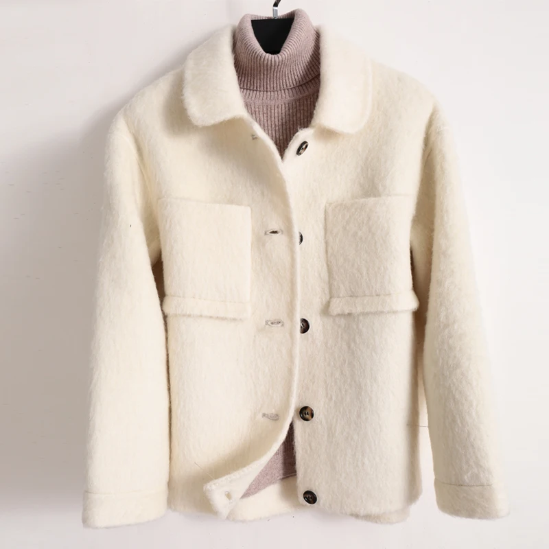 Женское пальто Smpevrg стильное с отложным воротником теплые длинным рукавом