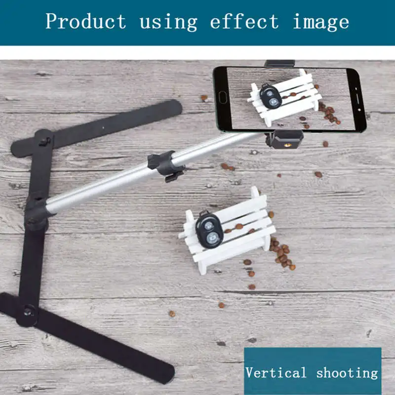 

Photography Adjustable Table Top Mini Monopod Set Aluminum Alloy Stand+Phone Clip Fill-In Light Bluetooth Control
