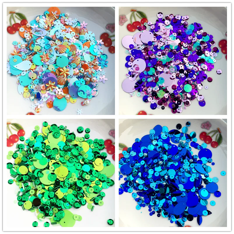 

10g/Lot Mixed Flowers Shell Oval Round Loose Sequins Paillettes Glass Beads Pearl Wedding Craft Women Kids DIY Navidad Ornaments