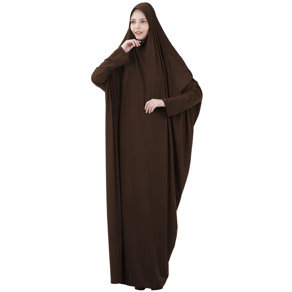 

Women Muslim One Piece Prayer Dress Long Jilbab Islamic Clothes Hajj and Umrah Prayer Outfit Long Khimar Niqab Headcover Saudis