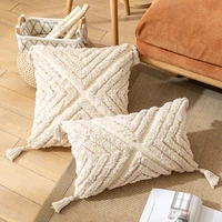 nordic style tufted cushion cover diamond shaped pillow case for home decor beige ginger decorative pillow covers for sofa