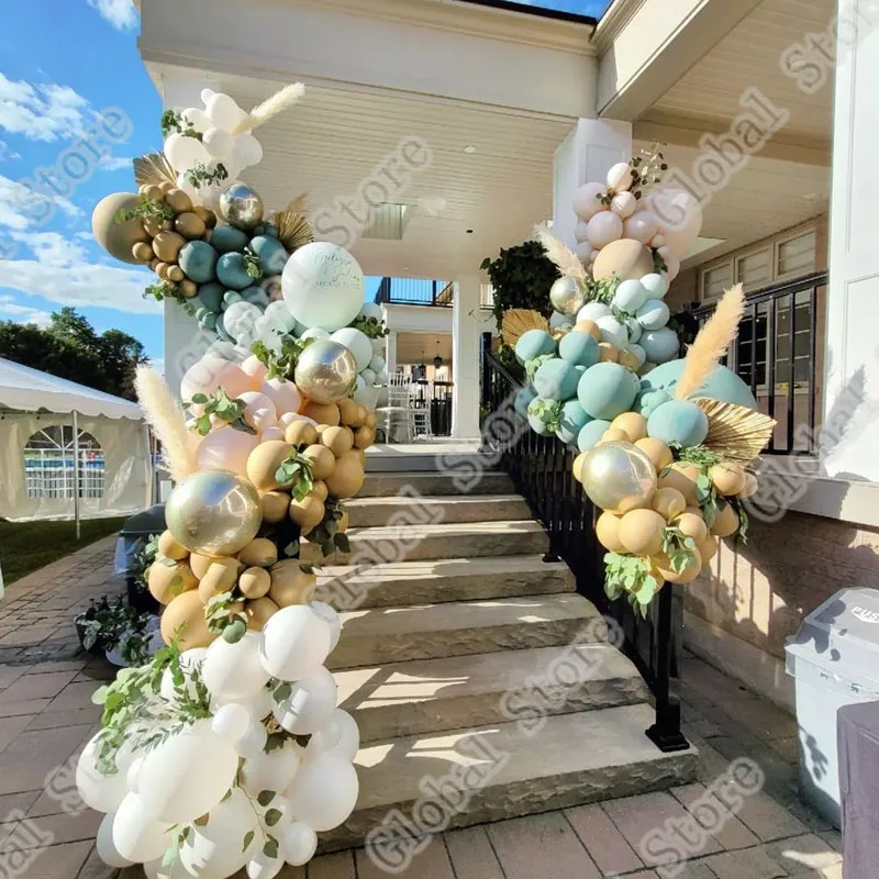 

189Pcs White Double Maca Pink Wreath Arch Birthday Wedding Engagement Shower Anniversary Party Decoration Shower Blue Birthday