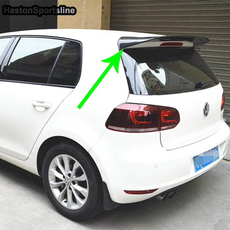 Golf 6 MK6 модифицированный REVOZPORT Стиль углеродного волокна задний спойлер на крышу