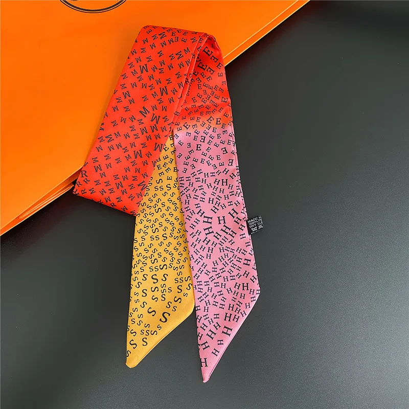 

Шелковый шарф, Женская Роскошная брендовая сумка, шарф, модный новый дизайн, маленькие длинные узкие шарфы