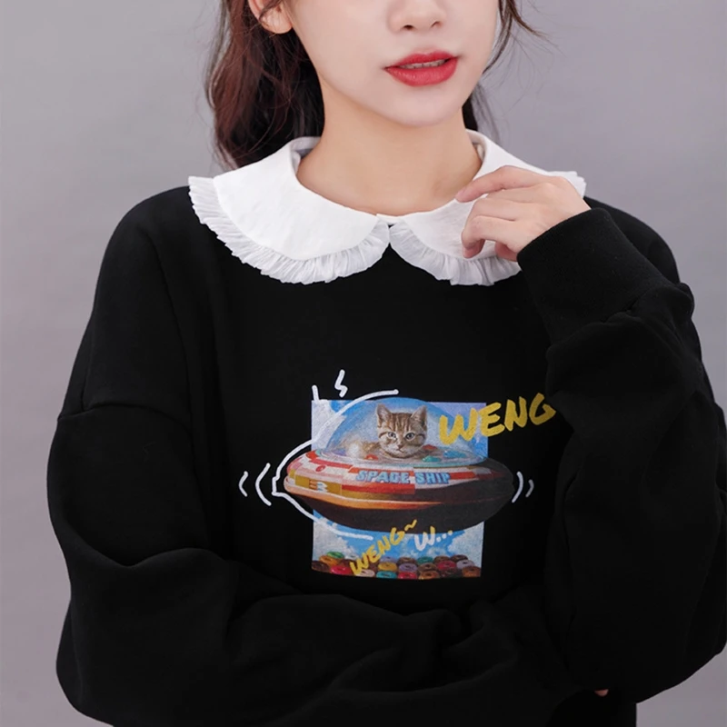 

Women Sweet Ruffles Lapel False Collar Button Sheer Detachable Half Shirt Dickey X5XA