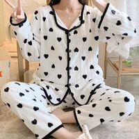 womens flannel white pajamas pyjamas sets long sleeve sleepwear pijama pajamas suit female sleep two piece set loungewear
