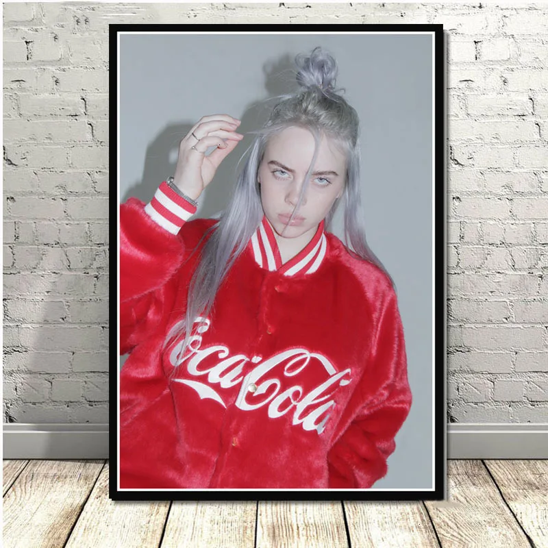 Горячая Billie Eilish музыкальная певица поп-звезда плакаты и принты картины на стене холст живопись декоративная домашний декор Куадрос - Цвет: 3