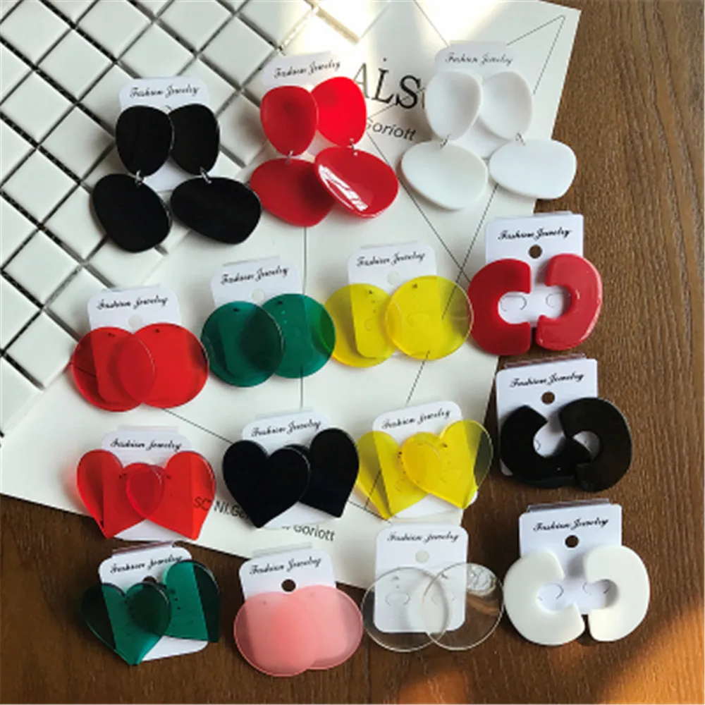 2018 НОВЫЕ геометрические прозрачные большие круглые Любовь Сердце акриловый