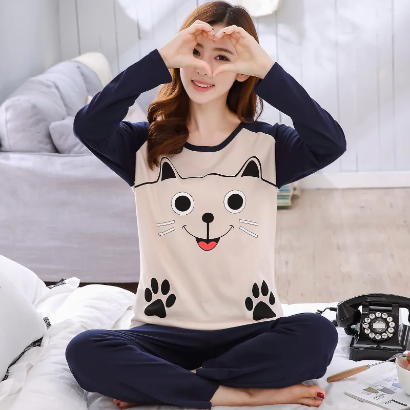 Женские пижамные комплекты с круглым вырезом героями мультфильмов Kawaii ночная