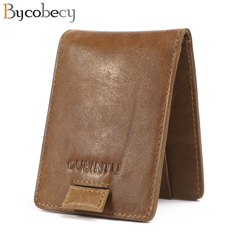 Мужские кошельки Bycobecy RFID тонкий маленький кожаный бумажник мужской кошелек с