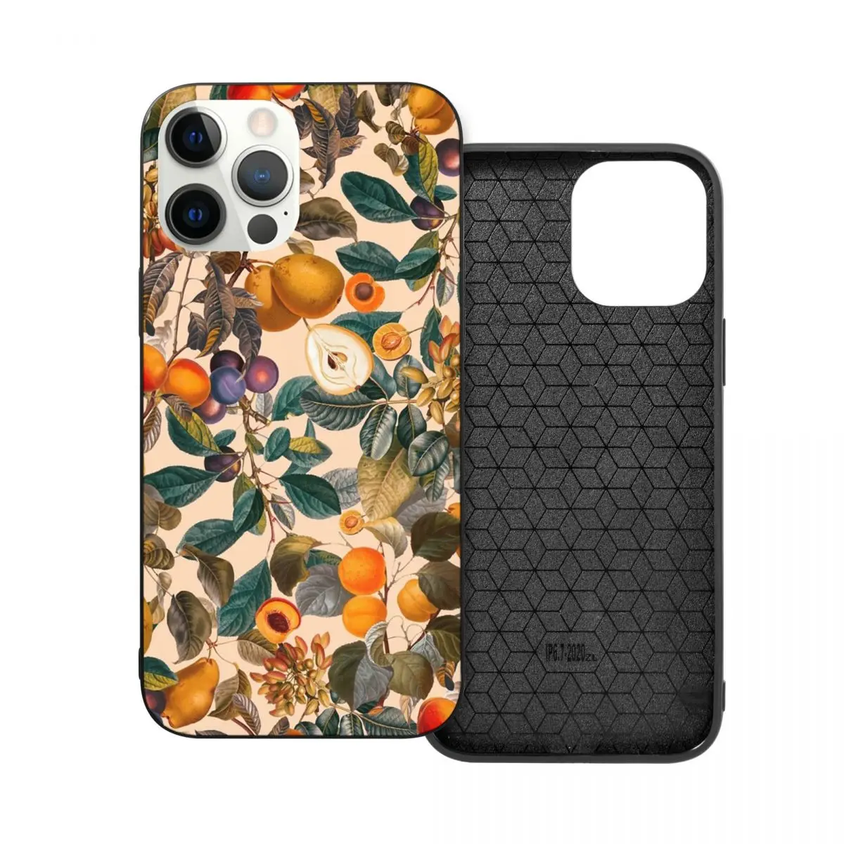 

Vintage Fruit Pattern IX PC Glass TPU Phone Bumper for iPhone 13 12 11 Xs Xr X Pro Max Mini 7 8 Se2 Plus 6 6S