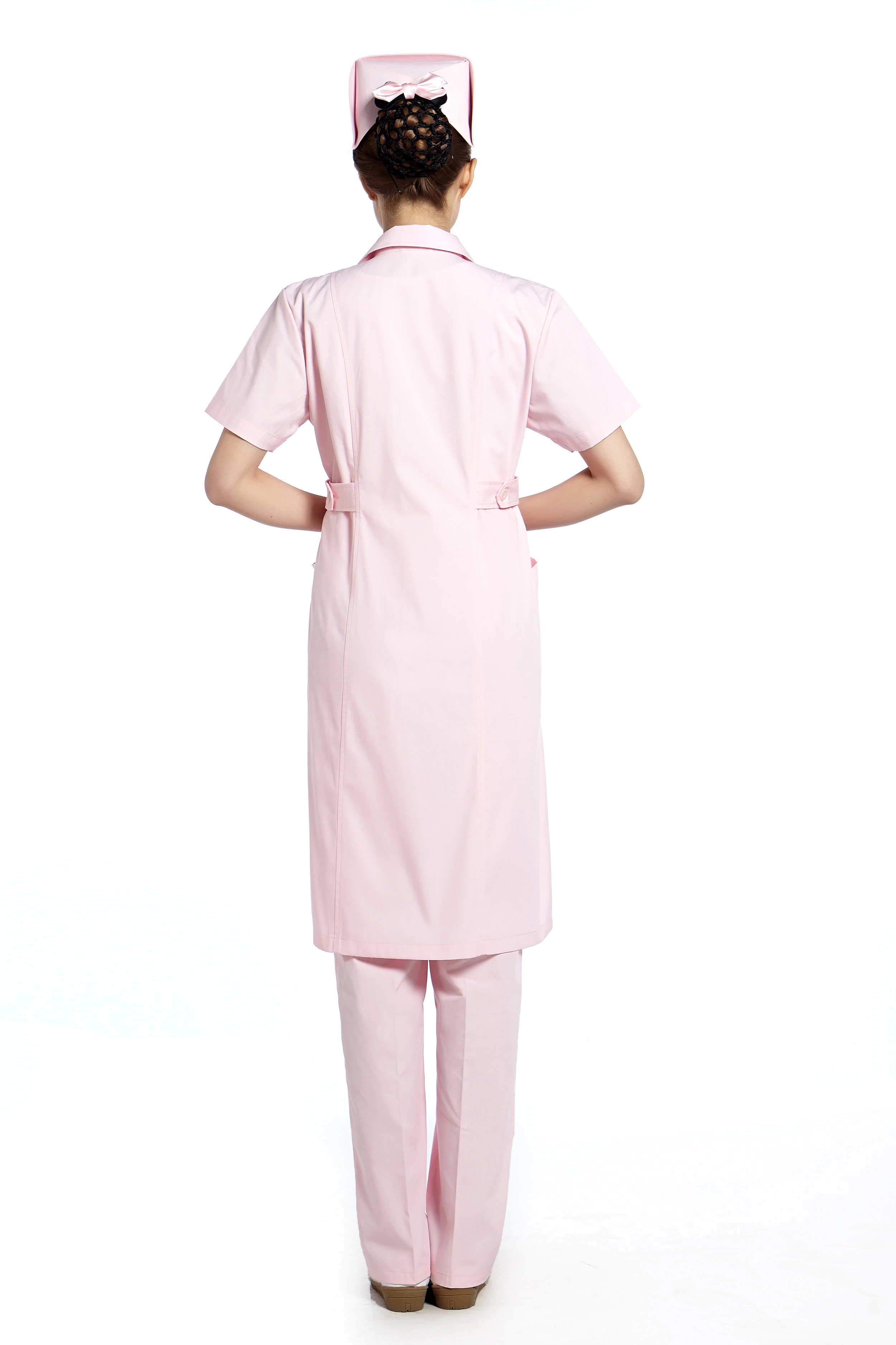 Розовый короткий рукав медсестры платье аптека Униформа красота центр