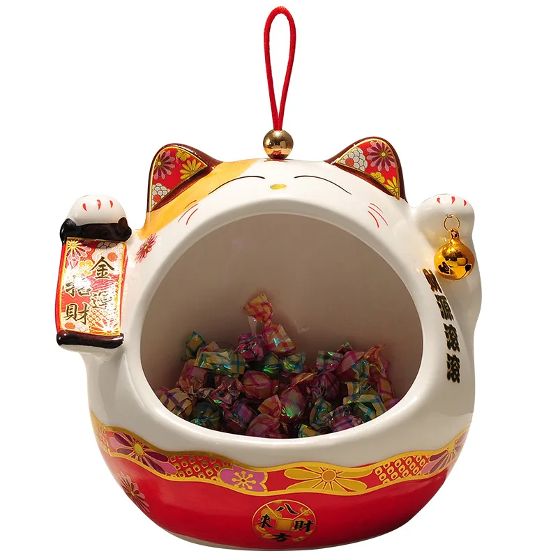 

Cat desktop key storage box creative ceramic porch jewelry ornaments decorative debris storage