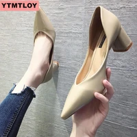 womens high heels 2019 spring and autumn new thick with pointed shallow mouth high heels womens shoes sexy wedding shoes