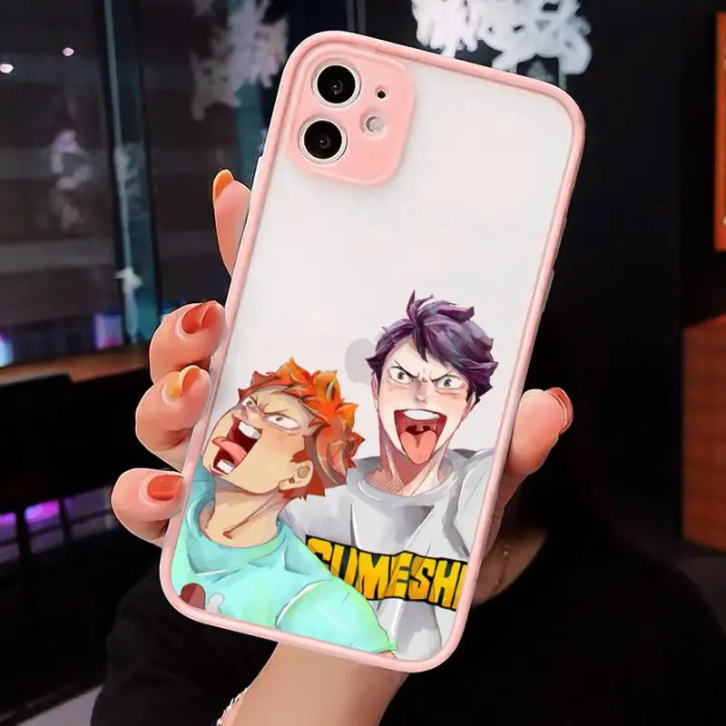 

Cute Japan Anime Oya Haikyuu Phone Cases Matte transparent For Pink iPhone 12 Mini 11 Pro XR XS Max 7 8 Plus X Back Cover