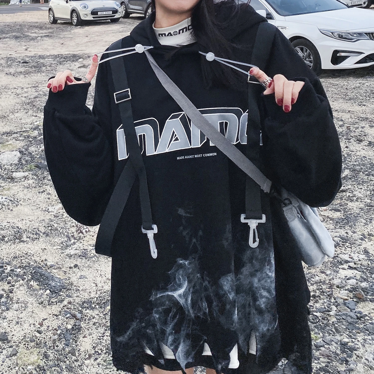 Мужские толстовки с капюшоном Smog Damage Strap повседневные хлопковые пуловеры в стиле