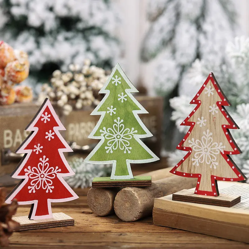 2020 New Small Wooden Printing Christmas Tree Ornament Decorations Xmas Crafts Year's Decor Navidad For Home | Дом и сад